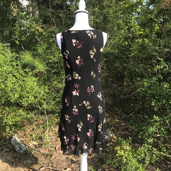 Jones New York Black Floral Dress Size 6 - Picture 5 of 8